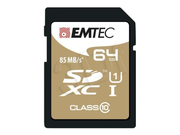 Emtec ECMSD64GXC10GP, 64 GB, SDXC, Klasse 10, 85 MB/s, 21 MB/s, Sort, Brun
