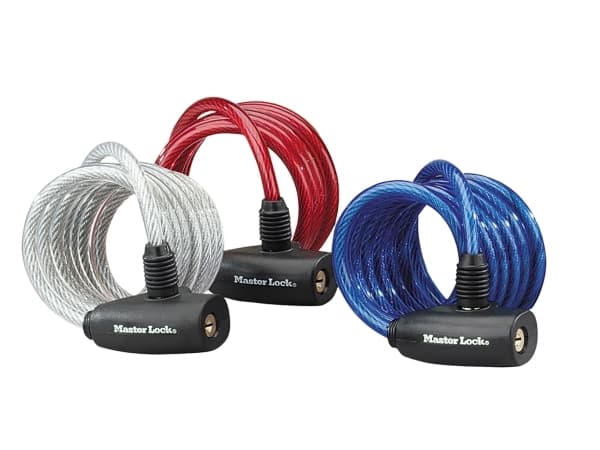MASTER LOCK 8127EURDPRO, Wirelås, Blå, Röd, Transparent, Vinyl, Stål, nyckel, 1800 mm