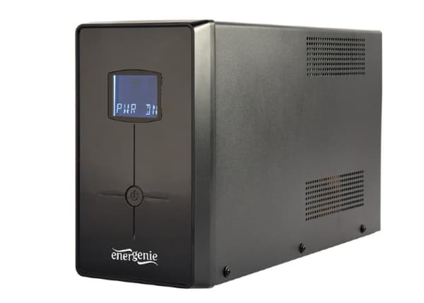 EnerGenie EG-UPS-035 - UPS - LCD display - AC 220 V - 1200 Watt - 2000 VA - 9 Ah - USB, RJ-45 - utgångskontakter: 5 - svart