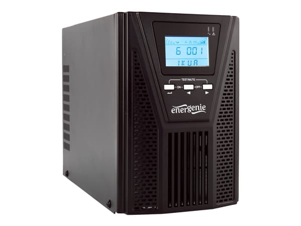 Gembird EG-UPSO-1000, Taajuuden kaksoismuunnos (verkossa), 1 kVA, 900 W, Pure sine, 220 V, 50/60 Hz musta