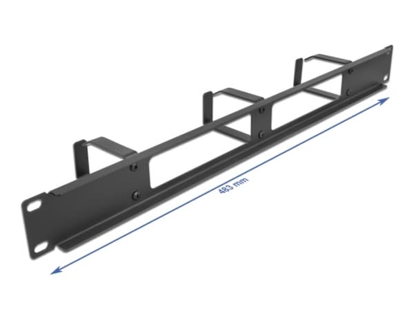 Delock - Rackkabel-styringspanel med kroker - 2 openings and 3 hooks - svart - 1U - 19"