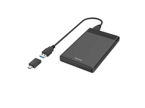 Hama 00200760, HDD/SSD-kabinett, 2.5", SATA, Serial ATA II, Serial ATA III, 5 Gbit/s, USB-tilkobling, Sort Sort