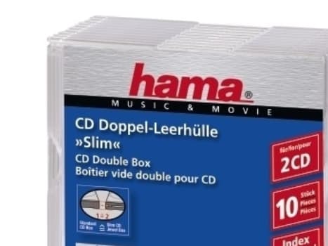 Hama CD Slim Double Jewel Case, pack 10, 2 disker, Gjennomsiktig