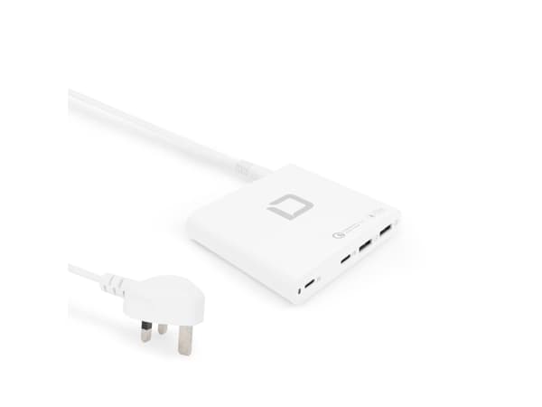 DICOTA Laptop Charger Universal PRO USB-C - Strømadapter - AC - 120 watt - utgangskontakter: 4 - Storbritannia, Europa - hvit
