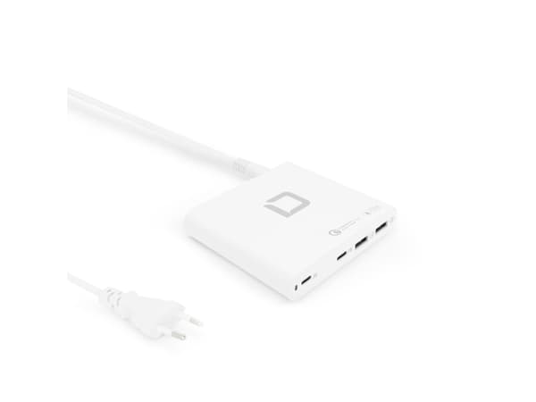 DICOTA Laptop Charger Universal PRO USB-C - Strømadapter - AC - 120 watt - utgangskontakter: 4 - Storbritannia, Europa - hvit