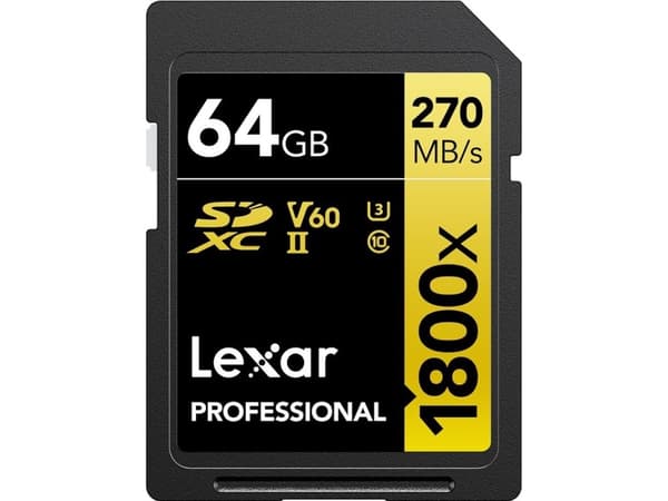 Lexar Professional GOLD Series - Flash-minneskort - 64 GB - Video Class V60 / UHS-II U3 / Class10 - 1800x - SDXC UHS-II