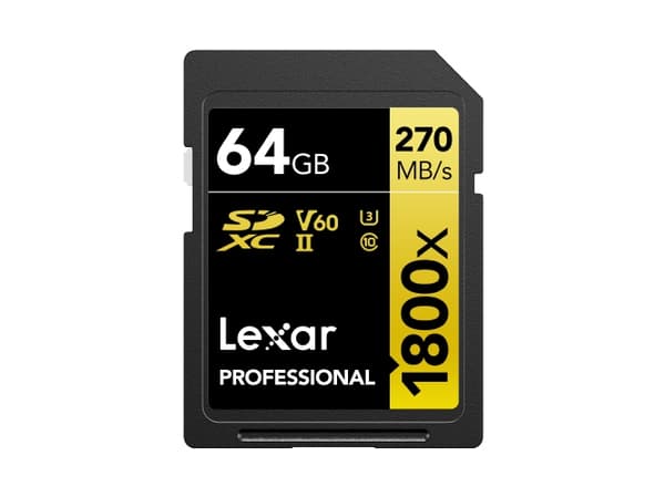 Lexar Professional GOLD Series - Flash-minneskort - 64 GB - Video Class V60 / UHS-II U3 / Class10 - 1800x - SDXC UHS-II