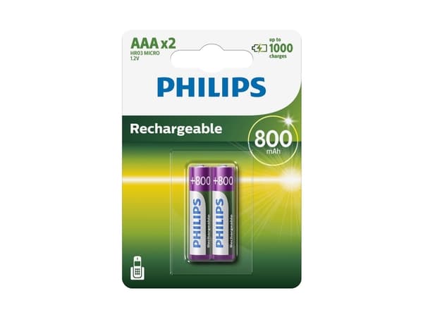 Philips Multilife R03B2A80 - Batteri 2 x AAA - NiMH - (uppladdningsbart) - 800 mAh