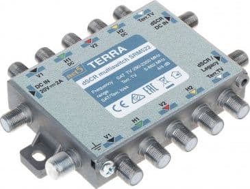 Terra GJENNOMFØRING MULTISWITCH UNICABLE I/II SRM-522 5 INNGANGER / 5 UTGANGER + 2 UTGANGER UNICABLE TERRA