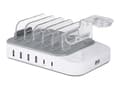 Miniatyrbilde 2 av 5: DELTACO DPS-0203 - Ladestasjon - 50 watt - PD - 6 utgangskontakter (4 x USB, 2 x USB-C) - hvit