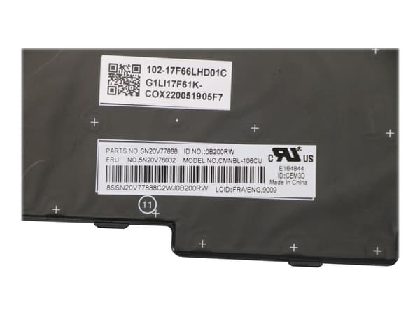 Chicony - Ersättningstangentbord för bärbar dator - bakgrundsbelyst - Tvåspråkig (engelska/franska) - svart - för ThinkPad P15s Gen 1 20T4, 20T5
