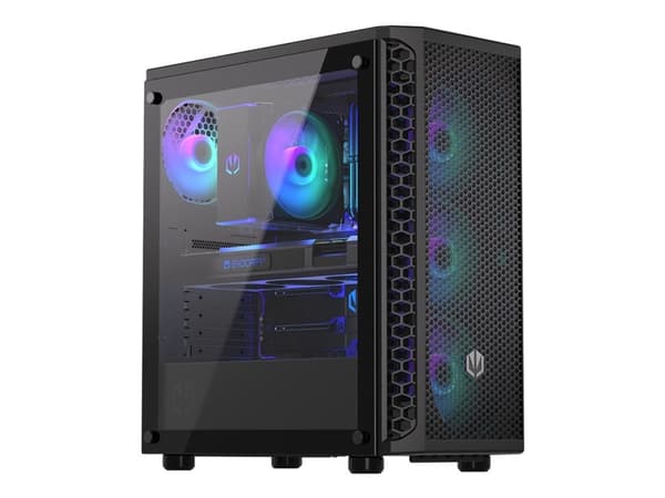 Endorfy Signum 300 ARGB - Mid tower - ATX - genomskinlig sidopanel (härdat glas) - ingen strömförsörjning (ATX) - svart - USB/ljud Svart