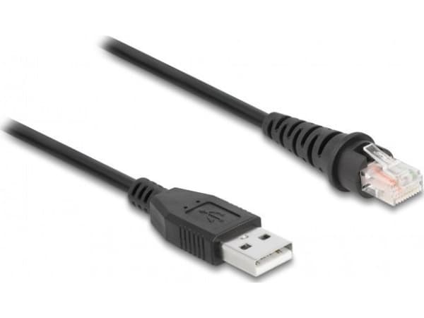 Delock - Stregkodescannerkabel - RJ-50 (han) till USB (han) - USB 2.0 - 1,5 m - sort