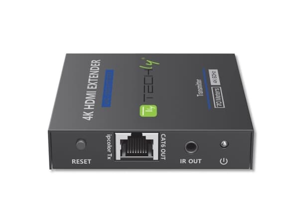 Techly IDATA EXT-565, 4096 x 2160 piksler, AV-sender og -mottaker, 70 m, Koblet med ledninger (ikke trådløs), Sort, HDCP