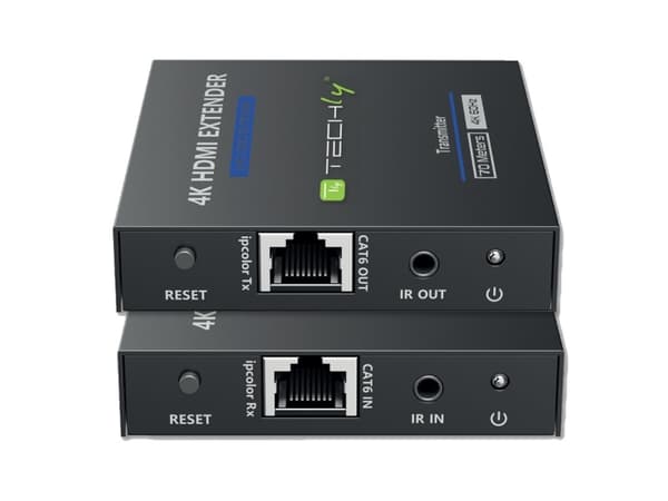 Techly IDATA EXT-565, 4096 x 2160 piksler, AV-sender og -mottaker, 70 m, Koblet med ledninger (ikke trådløs), Sort, HDCP