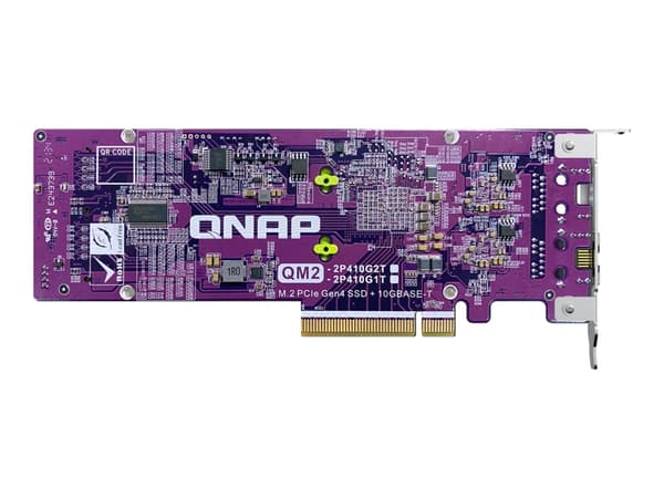 QNAP QM2-2P410G2T - Lagringskontroller med 2 x 10GBASE-T-porter - M.2 - PCIe 4.0 x4 (NVMe) - lav profil - PCIe 4.0 x8 - for QNAP TDS-h2489FU-4309Y-64