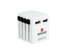 Skross World USB-laturi 1.302330 USB-laturi Pistorasia Lähtövirta max. 2400 mA 2 x USB ja UK-sovitin Valkoinen