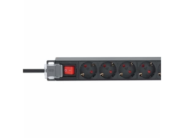 Intellinet stikkontaktlist 9x 2m kabel 1U strømbryter