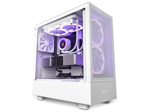 NZXT H series H5 Flow - Mid tower - utvidet ATX (E-ATX) - sidepanel med vindu (herdet glass) - ingen strømforsyning - hvit - USB/lyd