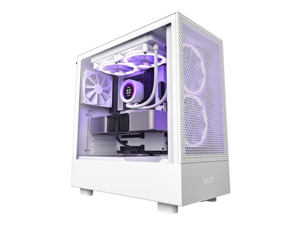 NZXT H series H5 Flow - Mid tower - utökad ATX - genomskinlig sidopanel (härdat glas) - ingen strömförsörjning - vit - USB/ljud Vit