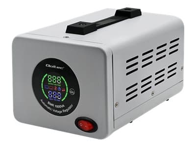Qoltec Monolith Pro - Automatisk spänningsregulator - AC 220-240 V - 800 Watt - 1000 VA - 1-fas - utgångskontakter: 2 - grå