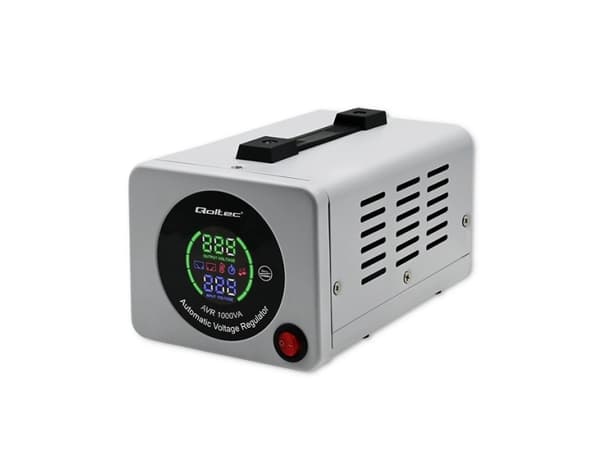Qoltec Monolith - Automatisk spänningsregulator - AC 220-240 V - 1000 VA - 1-fas - utgångskontakter: 1 - grå