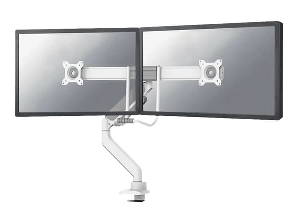 Neomounts DS75-450WH2 - Monteringssats (vridbar arm, öppningsring, övre fästklämma) - fullständig rörelse - för 2 LCD-bildskärmar - vit - skärmstorle
