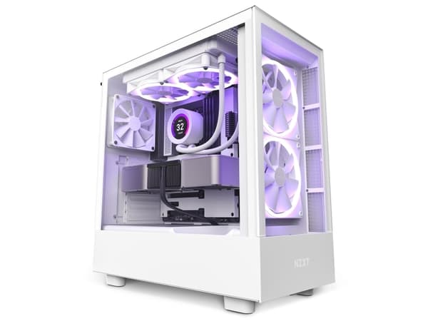 NZXT H series H5 Elite - Mid tower - utökad ATX - genomskinlig sidopanel (härdat glas) - ingen strömförsörjning - vit - USB/ljud