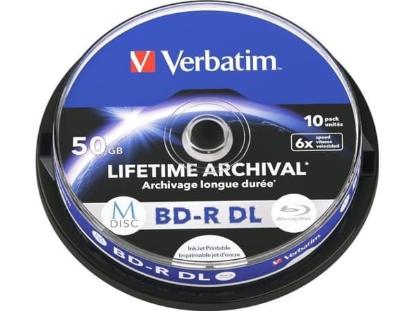 Verbatim M-Disc - 10 x BD-R DL - 50 GB 6x - blekkstråleskrivbar overflate - spindel
