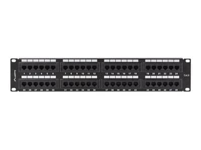 Lanberg - Patch-panel - rackmontering - CAT 6 - UTP - RJ-45 X 48 - RAL 9004, svart - 2U - 19"