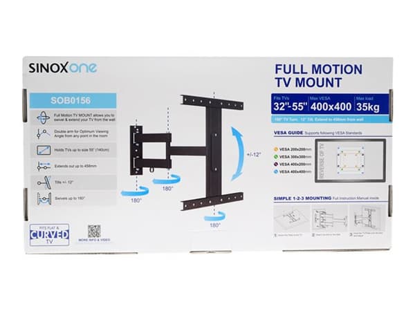 Sinox One - Konsol - justerbar arm - för LCD-display - svart - skärmstorlek: 32"-55" - väggmonterbar