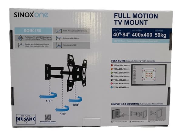 Sinox One - kiinnike - säädettävä varsi - LCD-näytölle - musta - näytön koko: 40"-84" - seinäkiinnitettävä