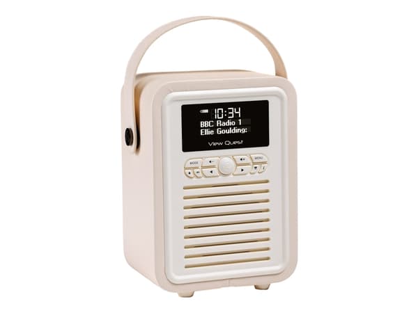 ViewQuest Retro Mini - Bærbar DAB-radio - 5 watt - kremfarget