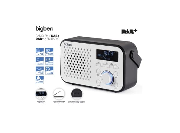 Bigben Interactive TR24DAB, Personlig, Analog, DAB+, FM, PLL, Automatisk skann, LED, 3,5 mm