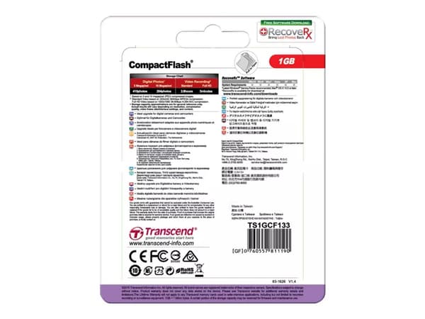 Transcend - Flashminnekort - 1 GB - 133x - CompactFlash