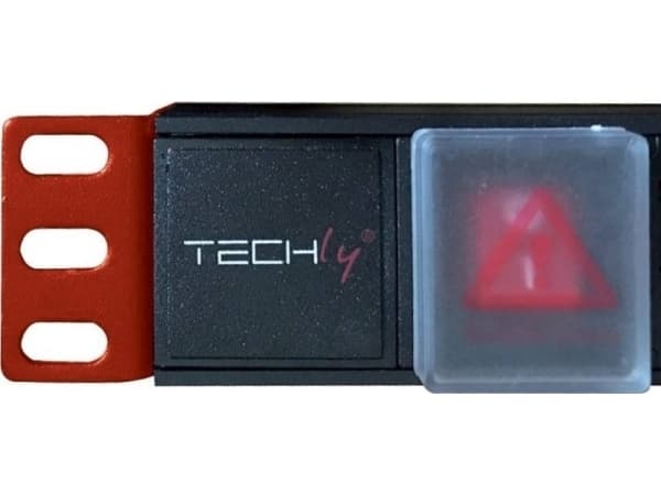 Techly I-CASE STRIP-18C20, Grunnleggende, 1U, Enkelfaset, Horisontal, Aluminium, Sort, Rød