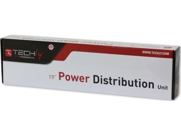 Techly I-CASE STRIP-18C20, Grunnleggende, 1U, Enkelfaset, Horisontal, Aluminium, Sort, Rød