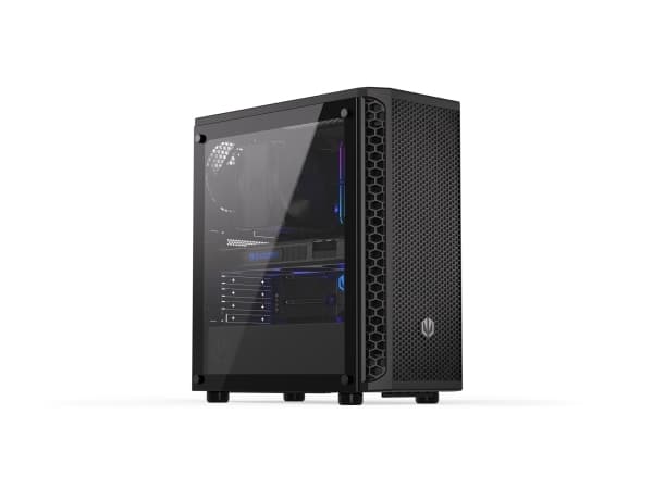 Endorfy signum 300 core - Mid tower - ATX - genomskinlig sidopanel (härdat glas) - ingen strömförsörjning (ATX) - svart - USB/ljud