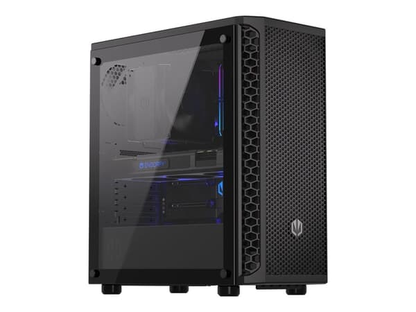 Endorfy signum 300 core - Mid tower - ATX - genomskinlig sidopanel (härdat glas) - ingen strömförsörjning (ATX) - svart - USB/ljud Svart