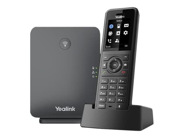 Yealink W77P - Trådløs VoIP-telefon med anrops-ID - 1900 MHz - DECT - treveis anropskapasitet - SIP, SIP v2, RTCP-XR, VQ-RTCPXR - 10 linjer - svart, Sort