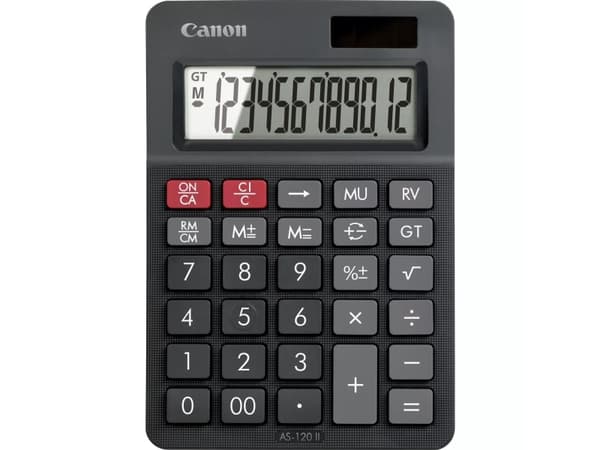 Canon AS-120 II - Skrivbordskalkylator - 12 siffror - solcellspanel, batteri - mörkgrå