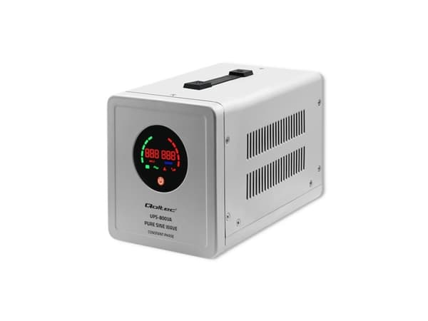 Qoltec Pure Sine Wave - UPS - constant phase, uninterruptible - AC 230 V - 560 watt - 800 VA - utgangskontakter: 2 - grå