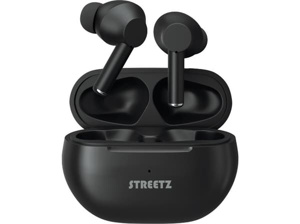 STREETZ TWS-117 Korvakuulokkeet Bluetooth® Stereo musta Kuulokkeet, latauskotelo, äänenvoimakkuuden säätö, kosketusohjaus