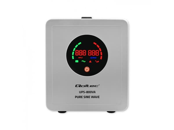 Qoltec Pure Sine Wave - UPS - uninterruptible - AC 230 V - 560 watt - 800 VA - utgangskontakter: 2 - grå