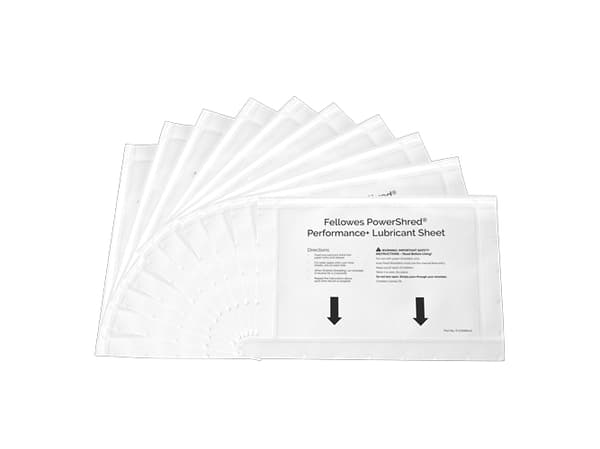 Fellowes Powershred Performance + - Smøreark for makuleringsmaskin (en pakke 10)