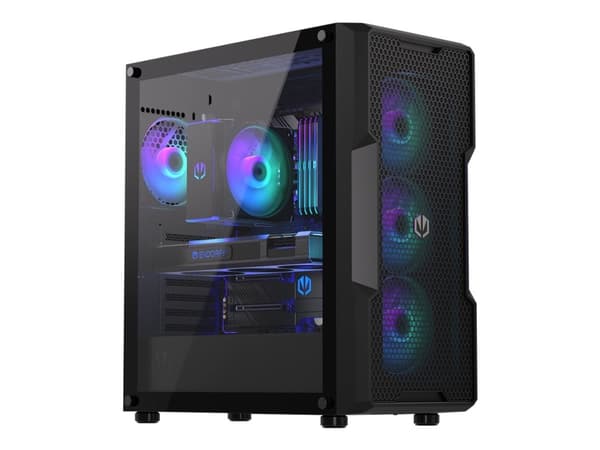 Endorfy Regnum 400 ARGB - PC-hölje - ATX - genomskinlig sidopanel (härdat glas) - ingen strömförsörjning (ATX) - svart - USB/ljud Svart