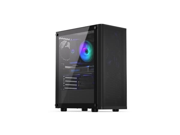 Endorfy Ventum 200 Air - Mid tower - ATX - sidepanel med vindu (herdet glass) - ingen strømforsyning (ATX) - svart - USB/lyd
