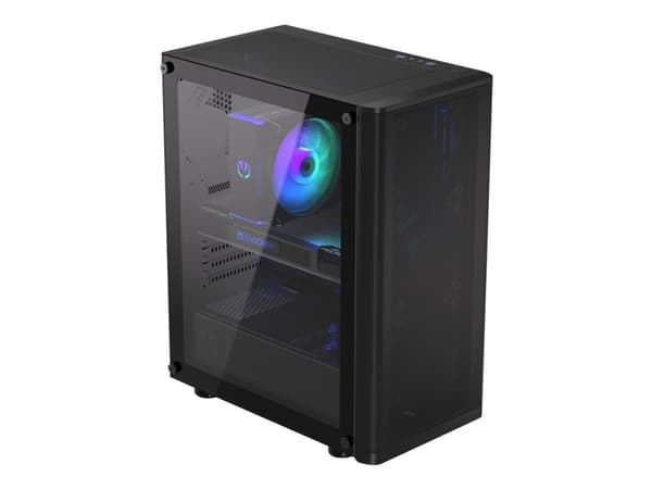 Endorfy Ventum 200 Air - Mid tower - ATX - sidepanel med vindu (herdet glass) - ingen strømforsyning (ATX) - svart - USB/lyd