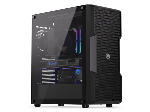 Endorfy Regnum 400 Air - PC-etui - ATX - sidepanel med vindu (herdet glass) - ingen strømforsyning (ATX) - svart - USB/lyd