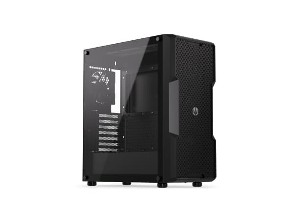 Endorfy Regnum 400 Air - PC-etui - ATX - sidepanel med vindu (herdet glass) - ingen strømforsyning (ATX) - svart - USB/lyd